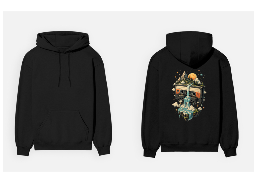 Cosmic Cassette: Retro Surrealism Edition | Premium 300 GSM Cotton Fleece Hoodie