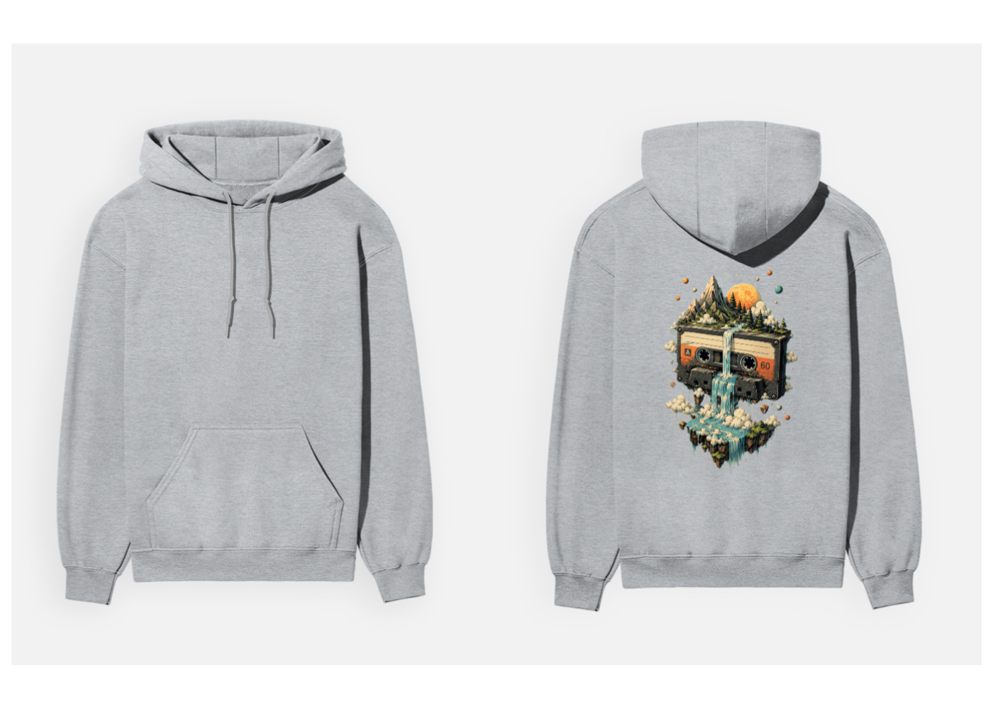 Cosmic Cassette: Retro Surrealism Edition | Premium 300 GSM Cotton Fleece Hoodie