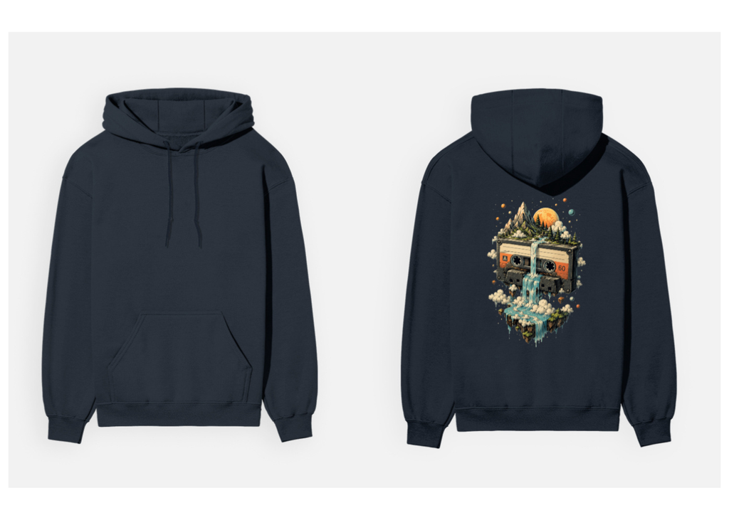 Cosmic Cassette: Retro Surrealism Edition | Premium 300 GSM Cotton Fleece Hoodie