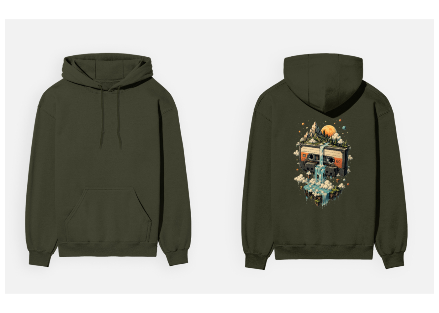 Cosmic Cassette: Retro Surrealism Edition | Premium 300 GSM Cotton Fleece Hoodie