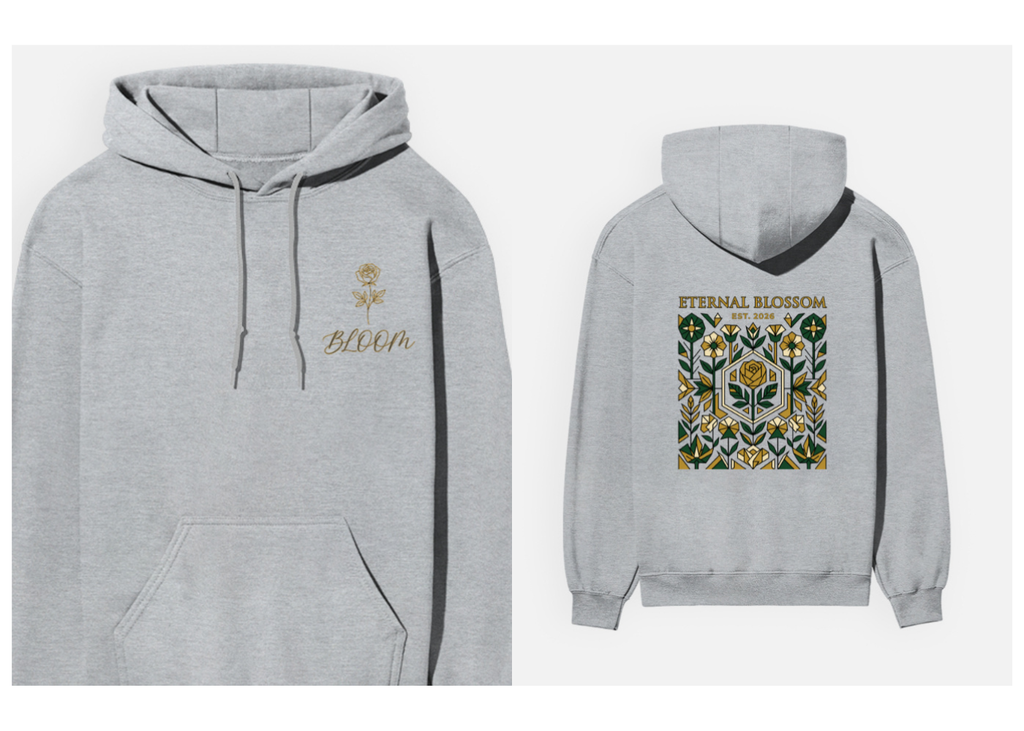 Eternal Blossom: Geometric Floral Edition | Premium 300 GSM Cotton Fleece Hoodie