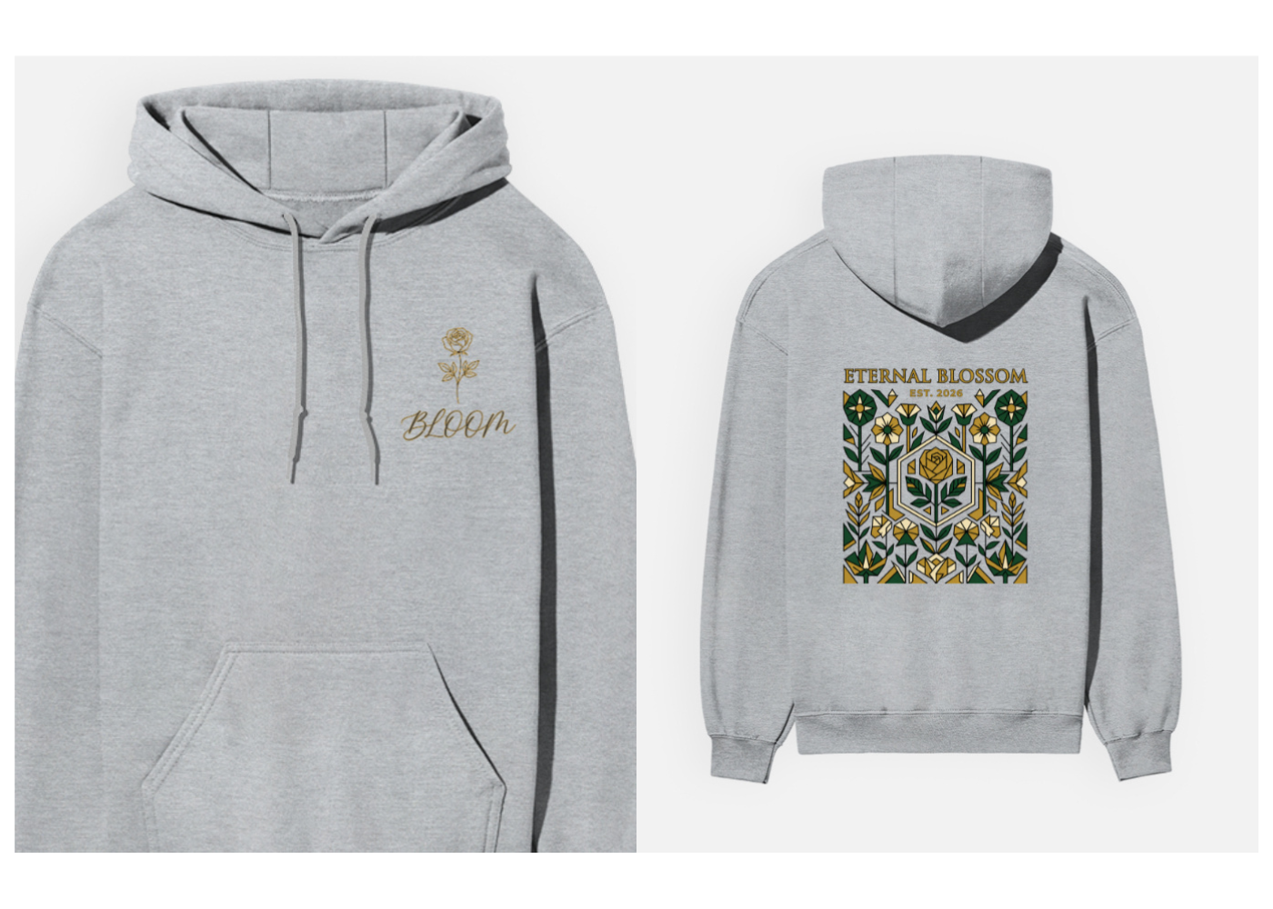 Eternal Blossom: Geometric Floral Edition | Premium 300 GSM Cotton Fleece Hoodie