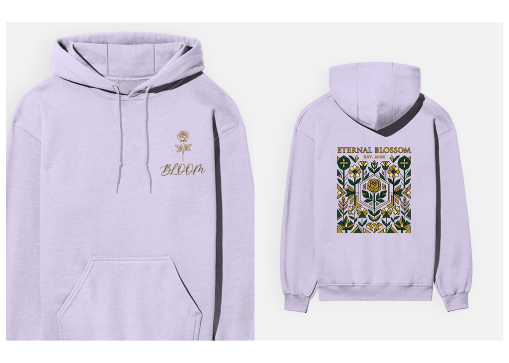 Eternal Blossom: Geometric Floral Edition | Premium 300 GSM Cotton Fleece Hoodie
