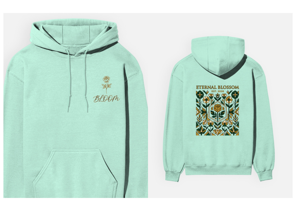 Eternal Blossom: Geometric Floral Edition | Premium 300 GSM Cotton Fleece Hoodie