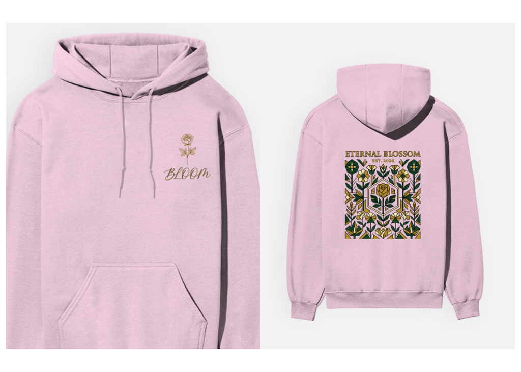 Eternal Blossom: Geometric Floral Edition | Premium 300 GSM Cotton Fleece Hoodie