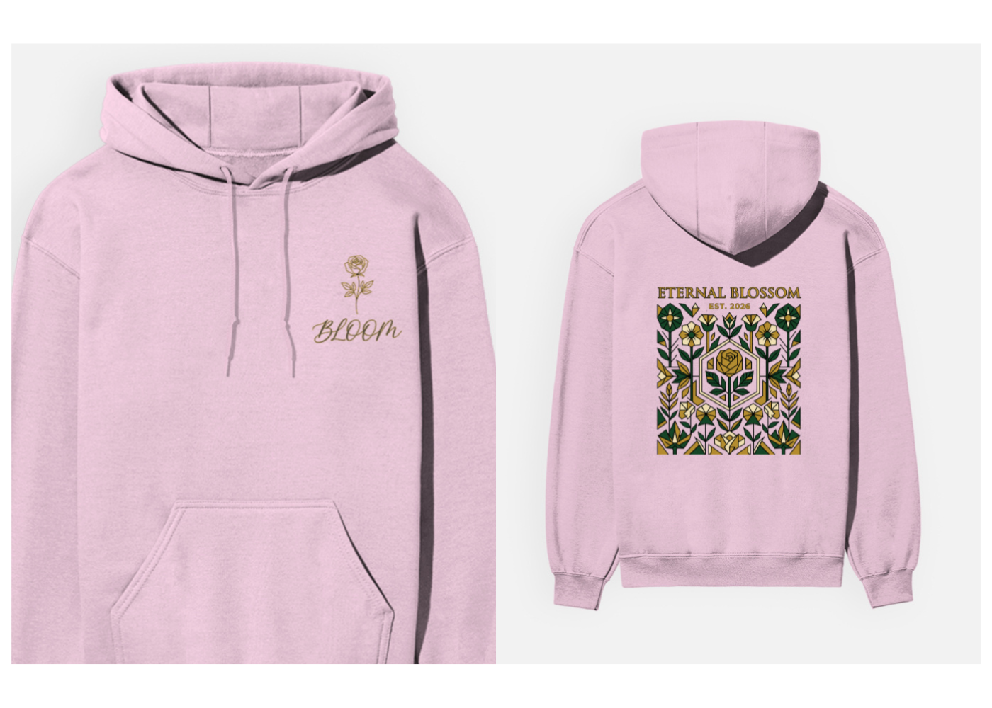 Eternal Blossom: Geometric Floral Edition | Premium 300 GSM Cotton Fleece Hoodie
