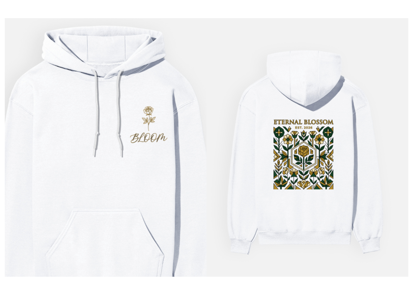 Eternal Blossom: Geometric Floral Edition | Premium 300 GSM Cotton Fleece Hoodie