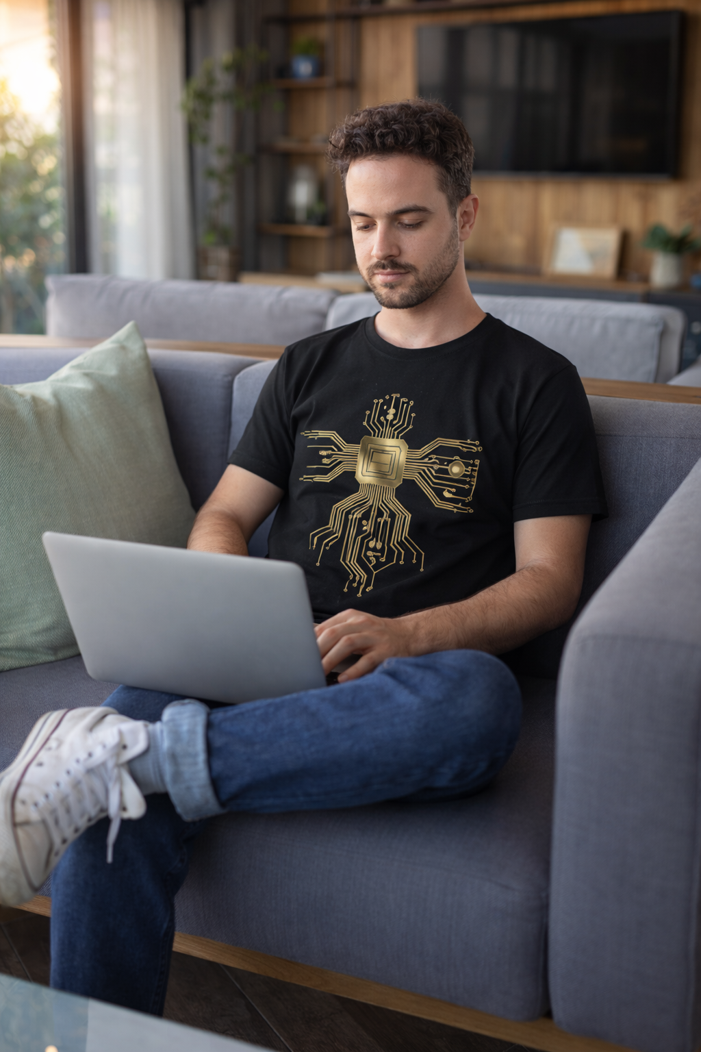 Digital Dynasty: The Golden Circuit Edition | 100% Luxury Supima Cotton T-Shirt