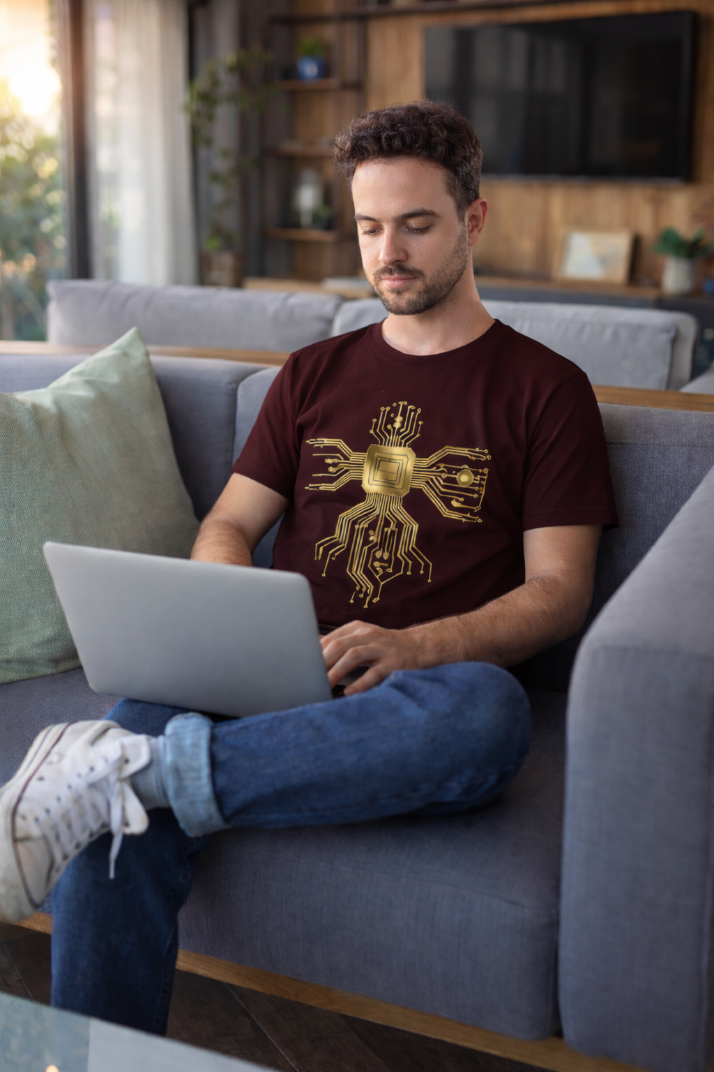 Digital Dynasty: The Golden Circuit Edition | 100% Luxury Supima Cotton T-Shirt