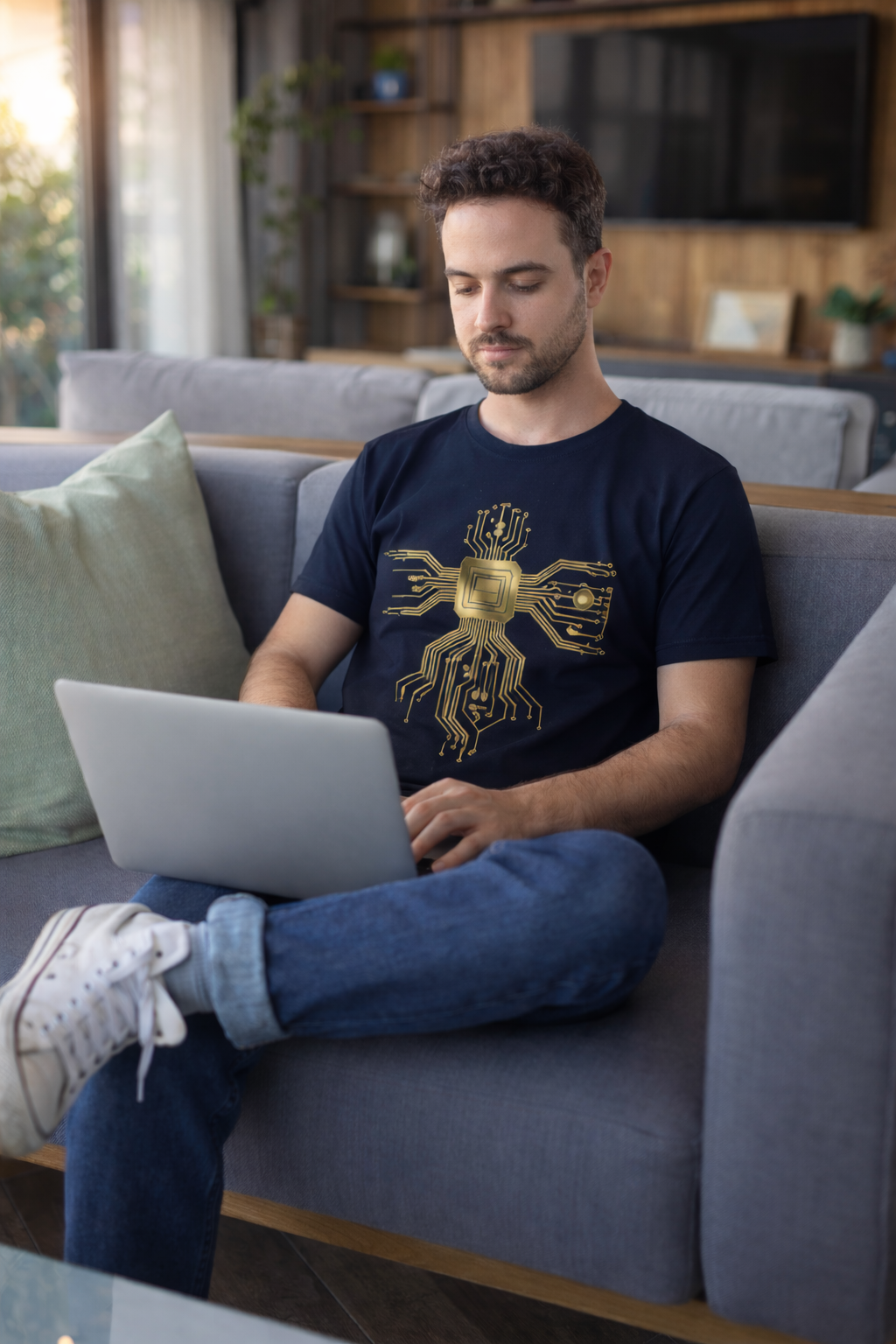 Digital Dynasty: The Golden Circuit Edition | 100% Luxury Supima Cotton T-Shirt