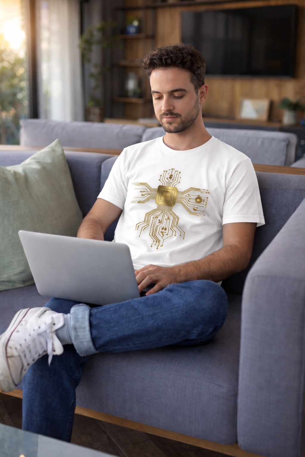 Digital Dynasty: The Golden Circuit Edition | 100% Luxury Supima Cotton T-Shirt