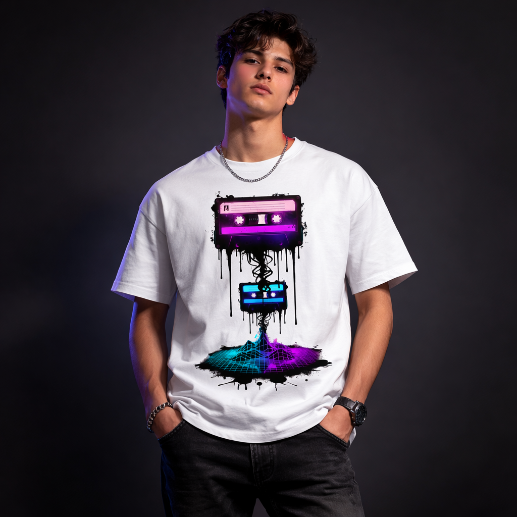 Neon Rewind: Retro Cassette Edition | 100% Luxury Supima Cotton T-Shirt