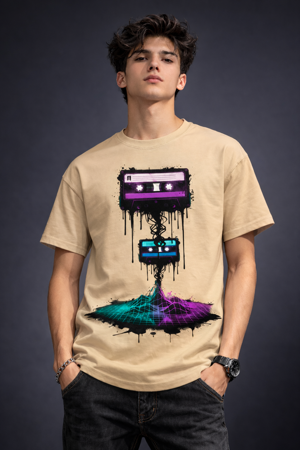 Neon Rewind: Retro Cassette Edition | 100% Luxury Supima Cotton T-Shirt