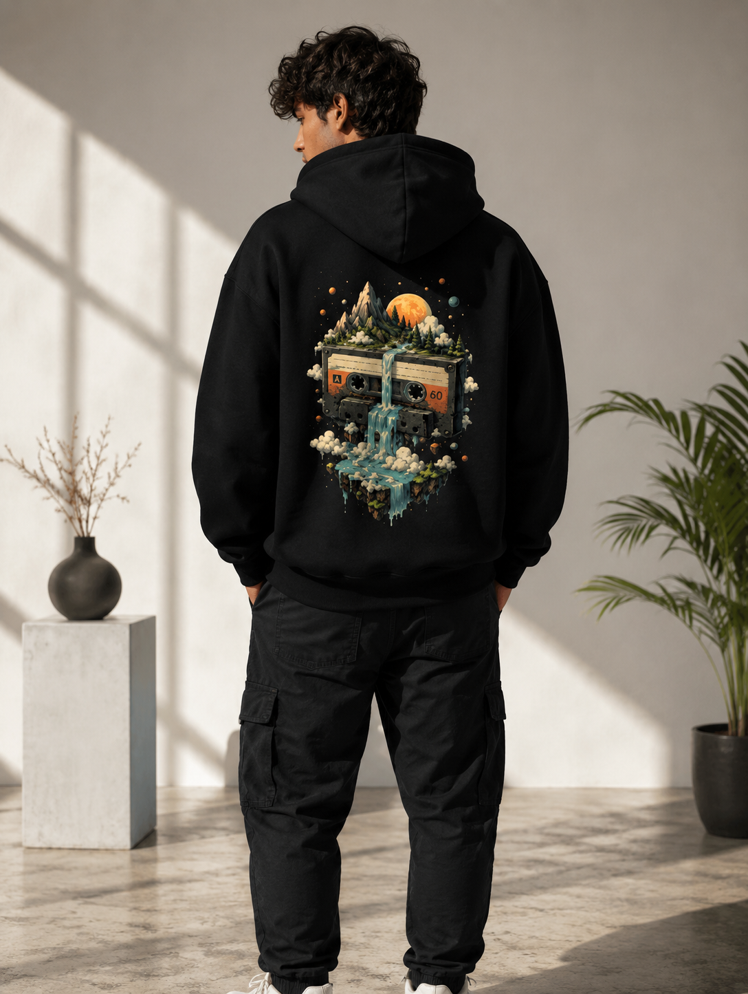 Cosmic Cassette: Retro Surrealism Edition | Premium 300 GSM Cotton Fleece Hoodie