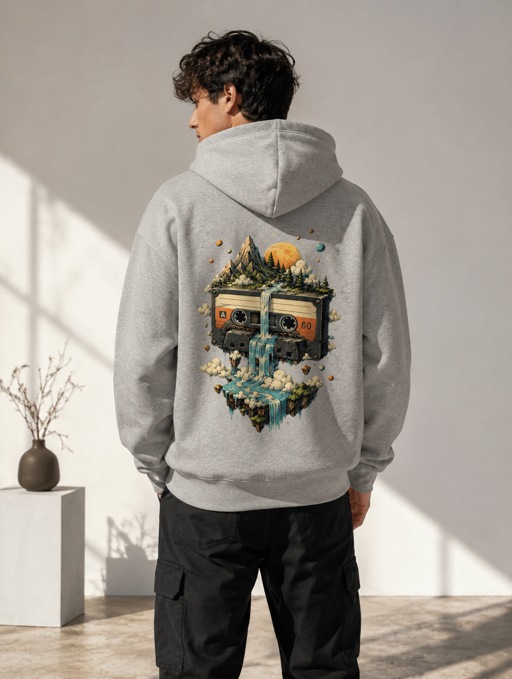 Cosmic Cassette: Retro Surrealism Edition | Premium 300 GSM Cotton Fleece Hoodie