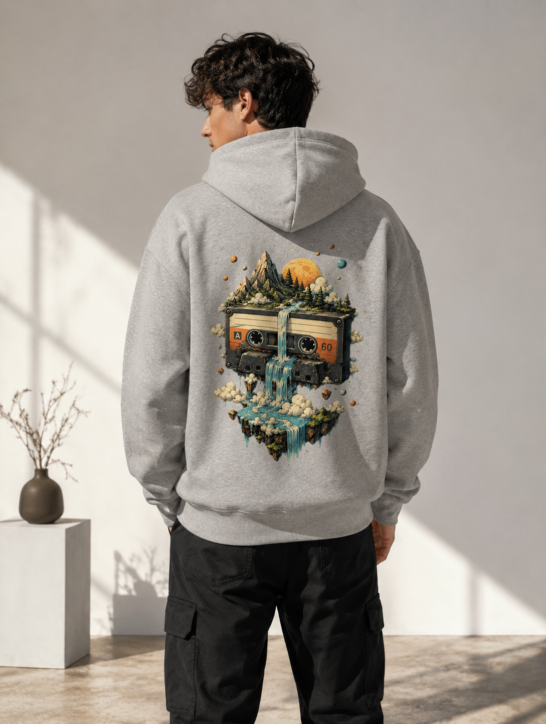 Cosmic Cassette: Retro Surrealism Edition | Premium 300 GSM Cotton Fleece Hoodie