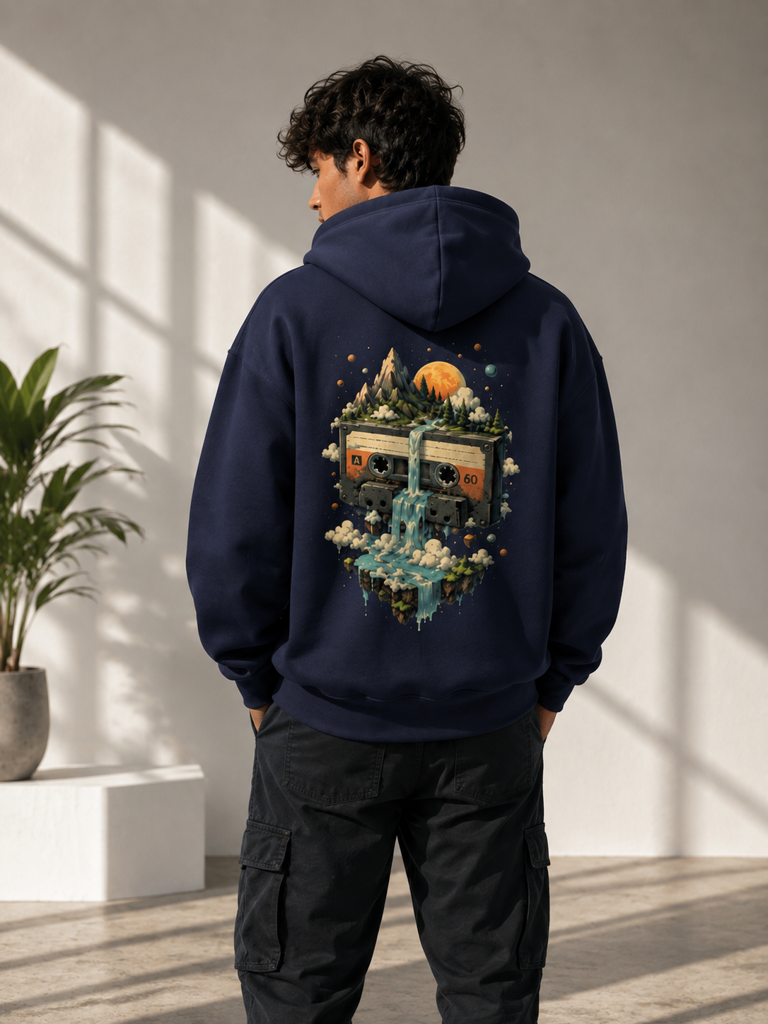 Cosmic Cassette: Retro Surrealism Edition | Premium 300 GSM Cotton Fleece Hoodie