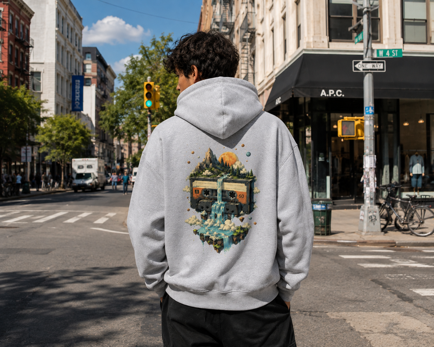 Cosmic Cassette: Retro Surrealism Edition | Premium 300 GSM Cotton Fleece Hoodie