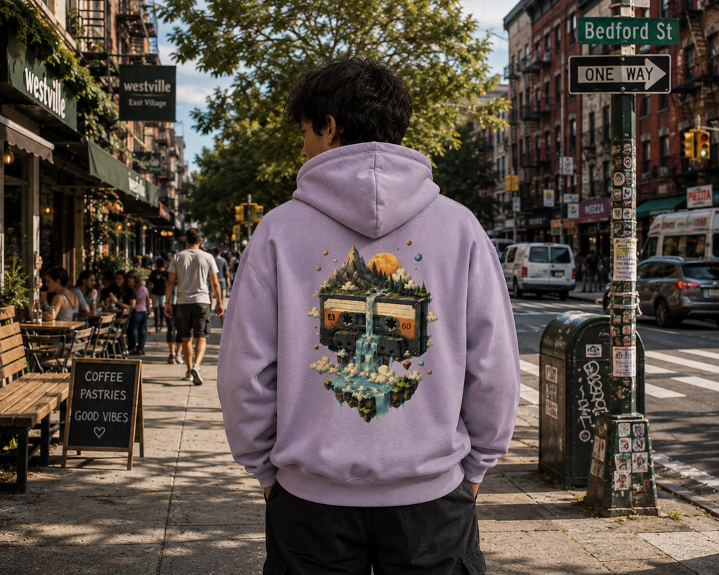 Cosmic Cassette: Retro Surrealism Edition | Premium 300 GSM Cotton Fleece Hoodie