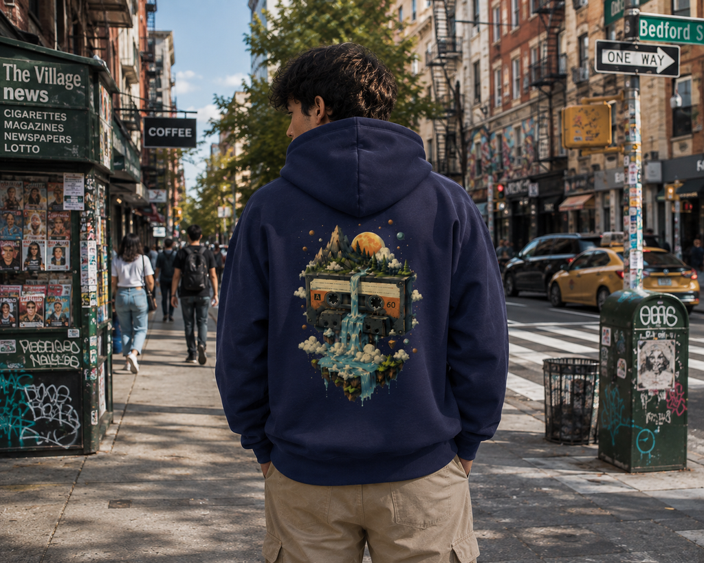Cosmic Cassette: Retro Surrealism Edition | Premium 300 GSM Cotton Fleece Hoodie