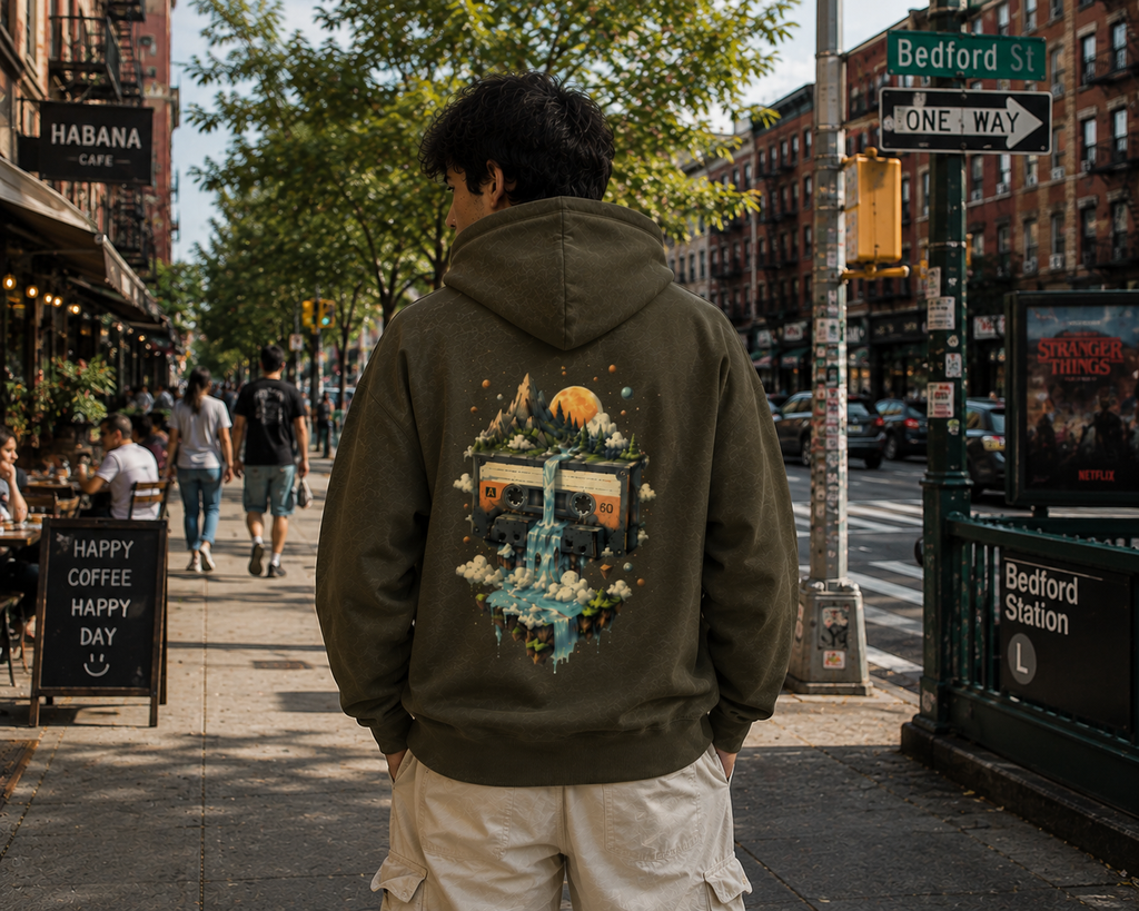 Cosmic Cassette: Retro Surrealism Edition | Premium 300 GSM Cotton Fleece Hoodie
