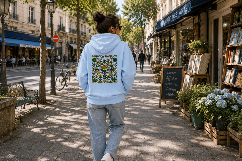 Eternal Blossom: Geometric Floral Edition | Premium 300 GSM Cotton Fleece Hoodie