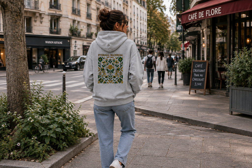 Eternal Blossom: Geometric Floral Edition | Premium 300 GSM Cotton Fleece Hoodie