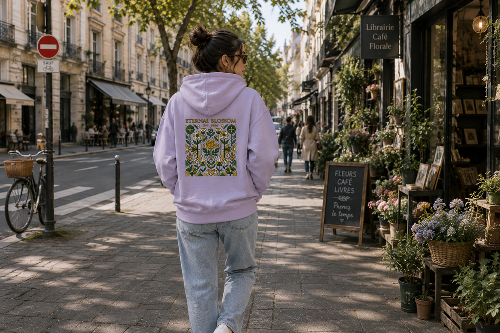Eternal Blossom: Geometric Floral Edition | Premium 300 GSM Cotton Fleece Hoodie