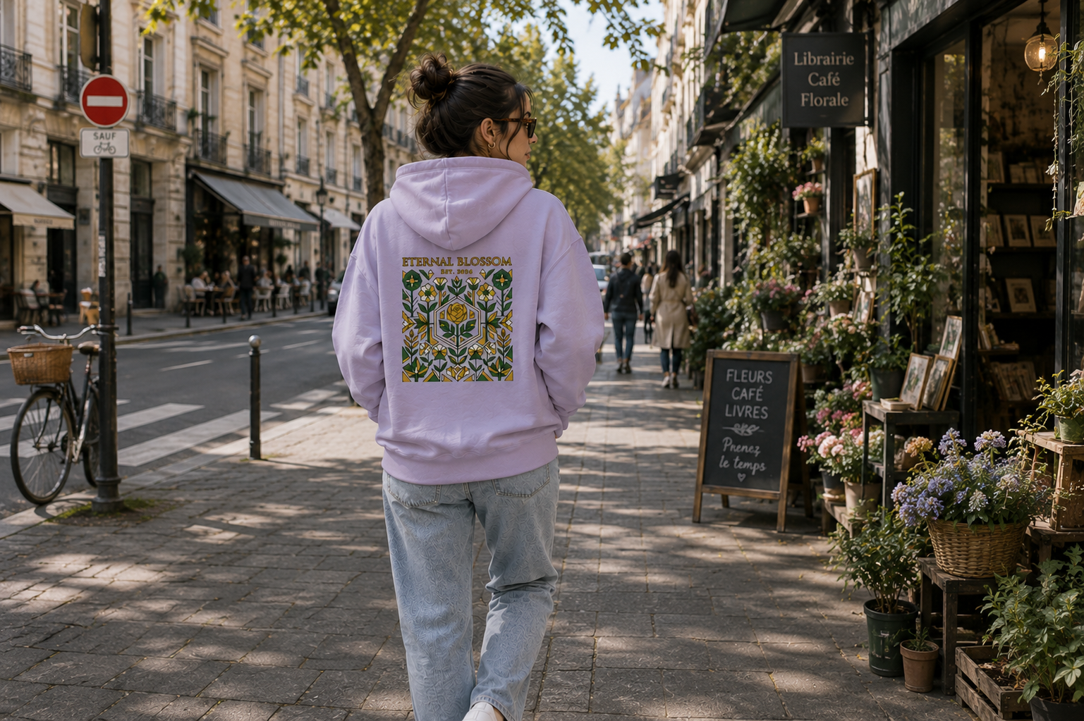 Eternal Blossom: Geometric Floral Edition | Premium 300 GSM Cotton Fleece Hoodie