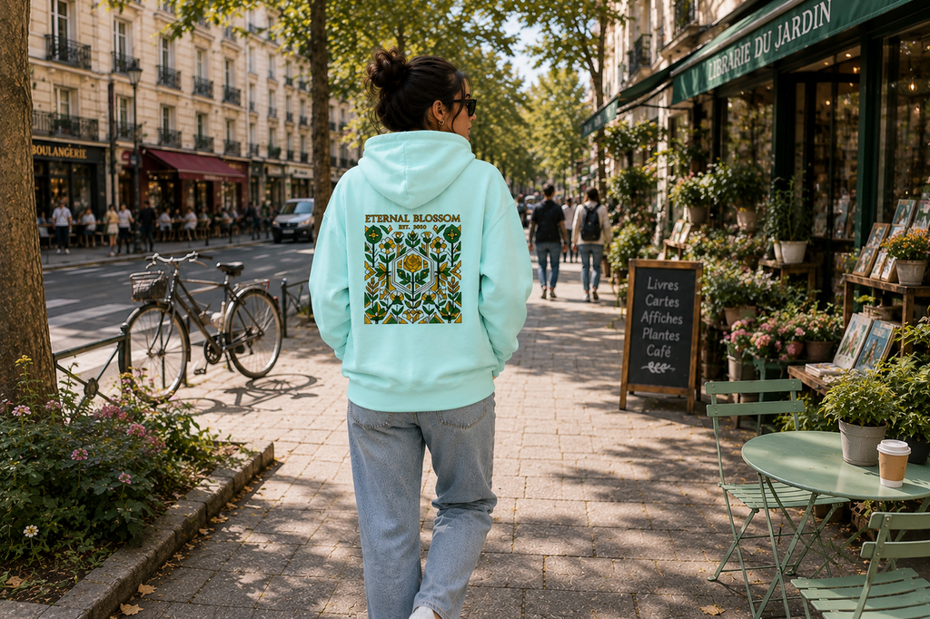 Eternal Blossom: Geometric Floral Edition | Premium 300 GSM Cotton Fleece Hoodie
