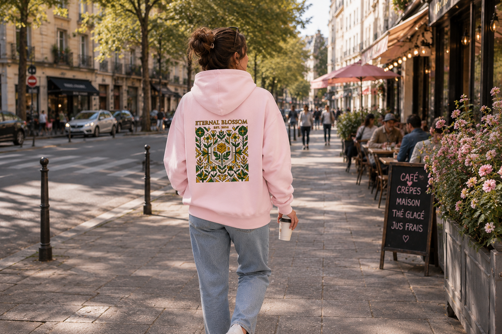 Eternal Blossom: Geometric Floral Edition | Premium 300 GSM Cotton Fleece Hoodie