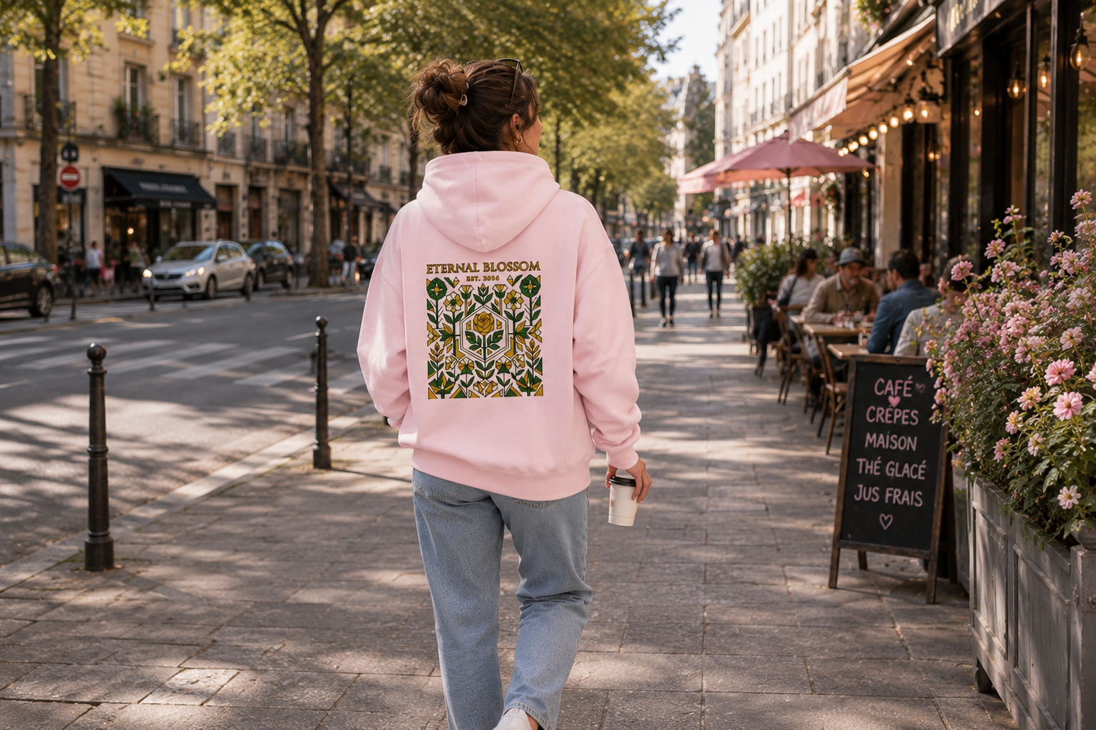 Eternal Blossom: Geometric Floral Edition | Premium 300 GSM Cotton Fleece Hoodie