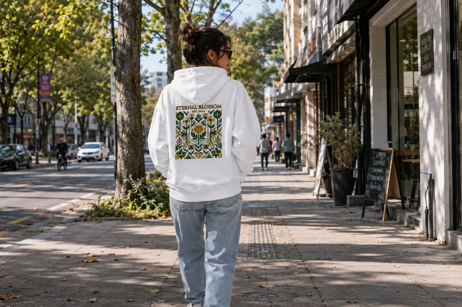 Eternal Blossom: Geometric Floral Edition | Premium 300 GSM Cotton Fleece Hoodie