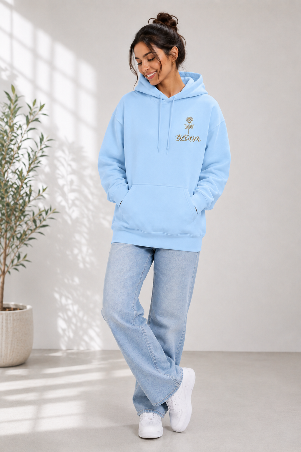 Eternal Blossom: Geometric Floral Edition | Premium 300 GSM Cotton Fleece Hoodie