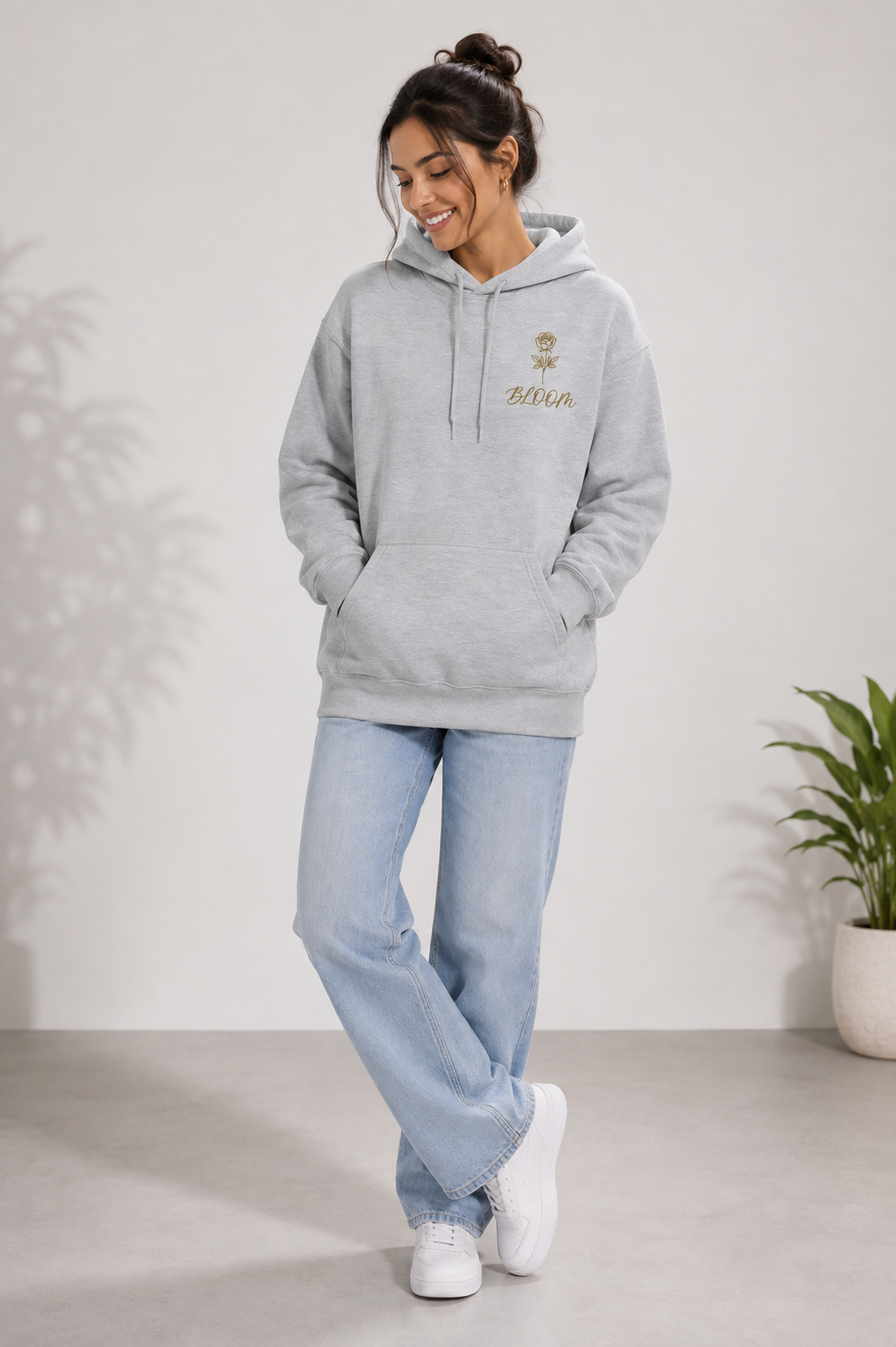 Eternal Blossom: Geometric Floral Edition | Premium 300 GSM Cotton Fleece Hoodie