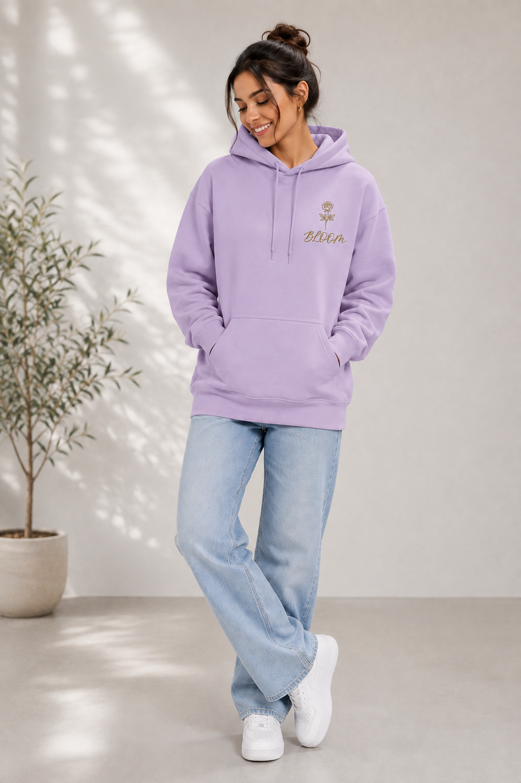 Eternal Blossom: Geometric Floral Edition | Premium 300 GSM Cotton Fleece Hoodie