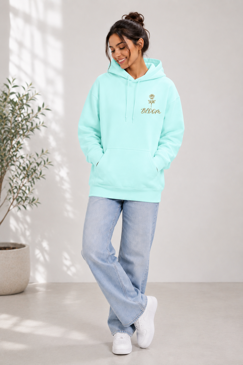 Eternal Blossom: Geometric Floral Edition | Premium 300 GSM Cotton Fleece Hoodie