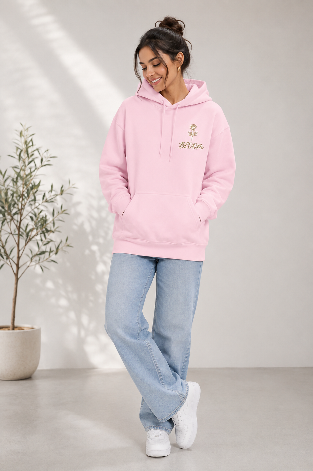 Eternal Blossom: Geometric Floral Edition | Premium 300 GSM Cotton Fleece Hoodie