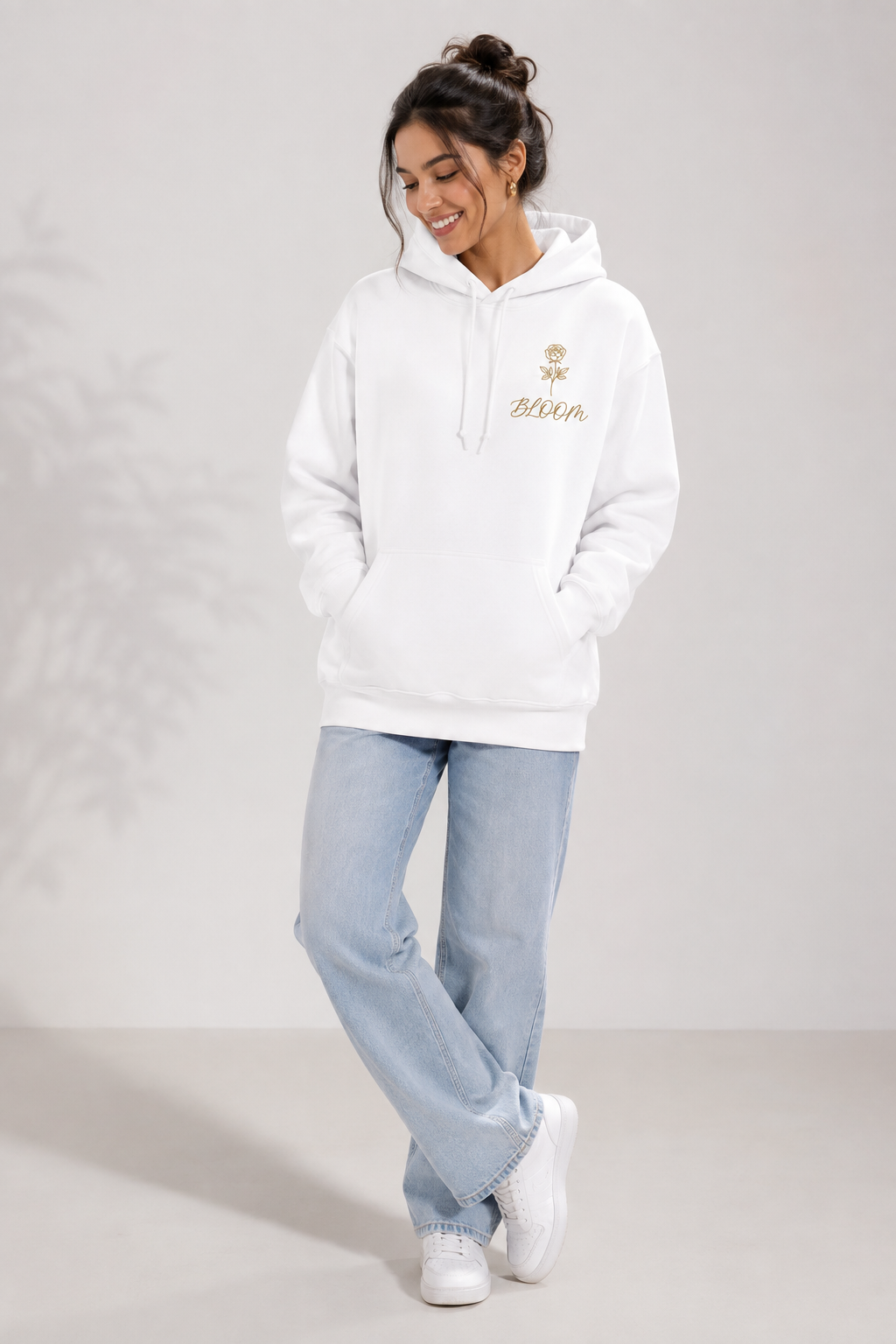 Eternal Blossom: Geometric Floral Edition | Premium 300 GSM Cotton Fleece Hoodie