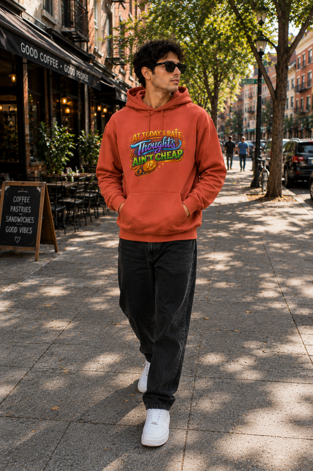 Thoughts Ain't Cheap: Vibrant Typography Edition | Premium 300 GSM Cotton Fleece Hoodie