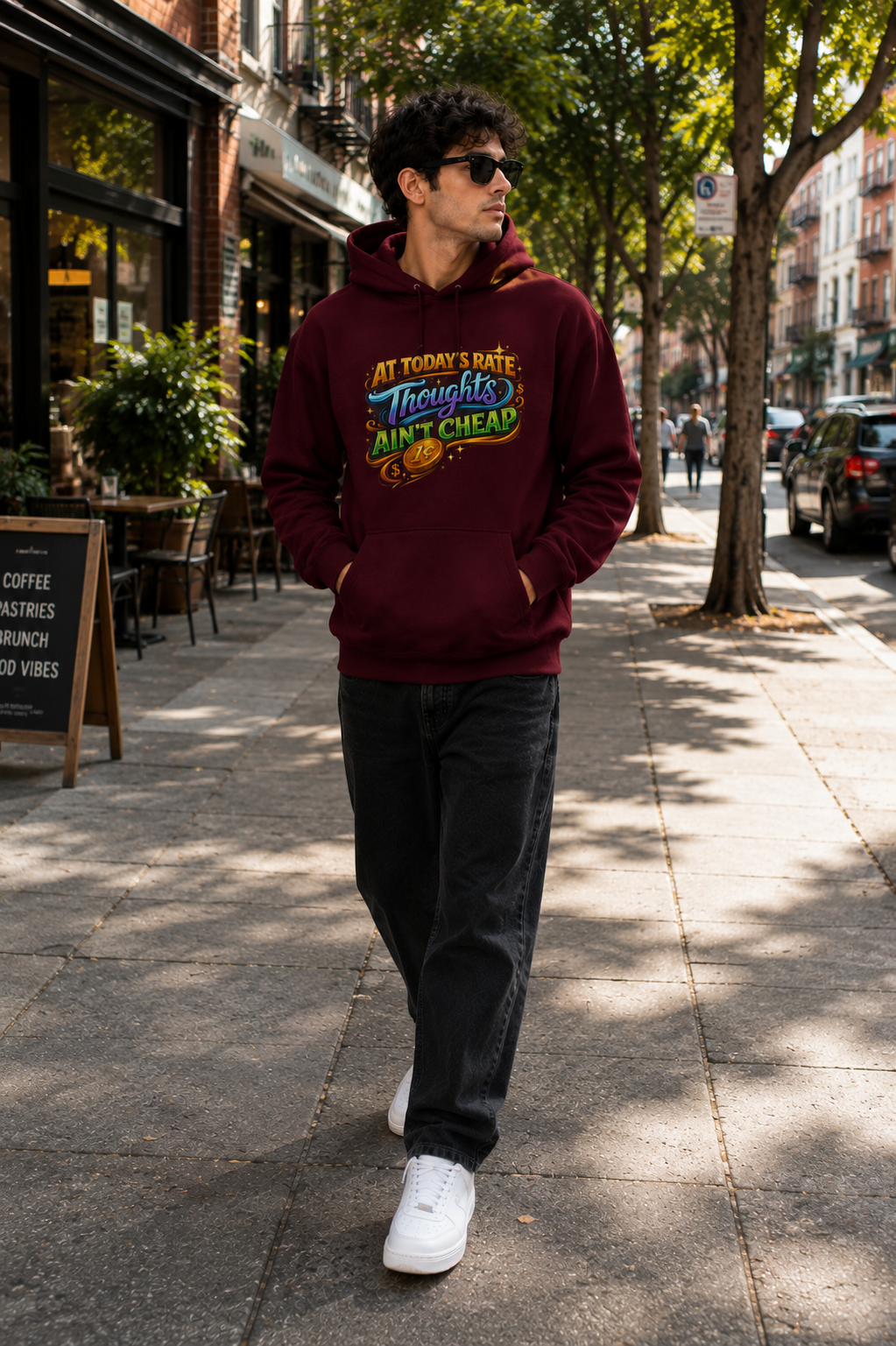 Thoughts Ain't Cheap: Vibrant Typography Edition | Premium 300 GSM Cotton Fleece Hoodie