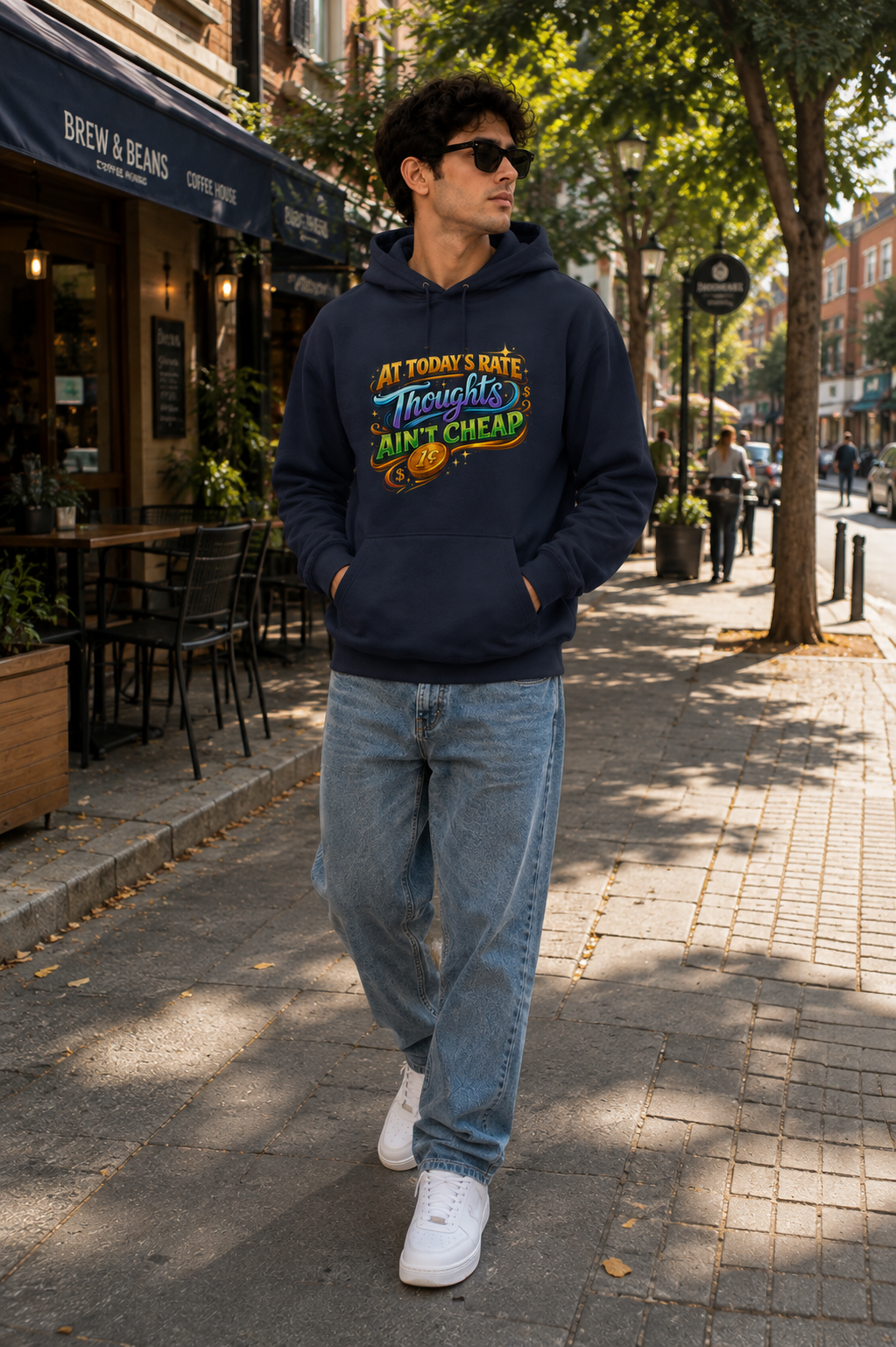 Thoughts Ain't Cheap: Vibrant Typography Edition | Premium 300 GSM Cotton Fleece Hoodie