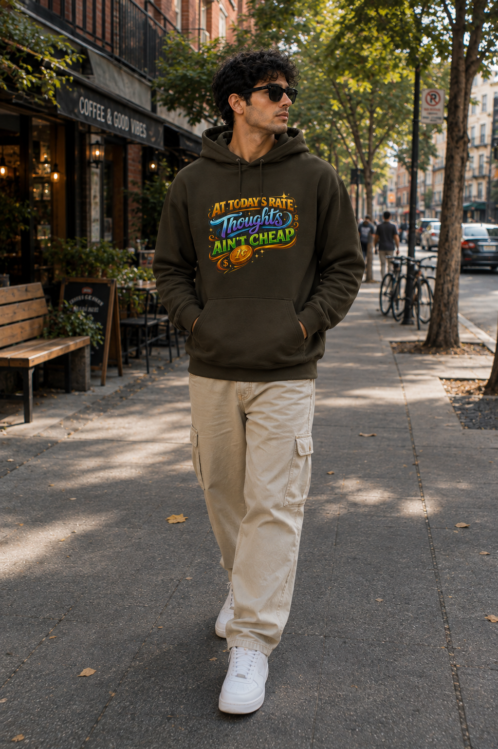 Thoughts Ain't Cheap: Vibrant Typography Edition | Premium 300 GSM Cotton Fleece Hoodie