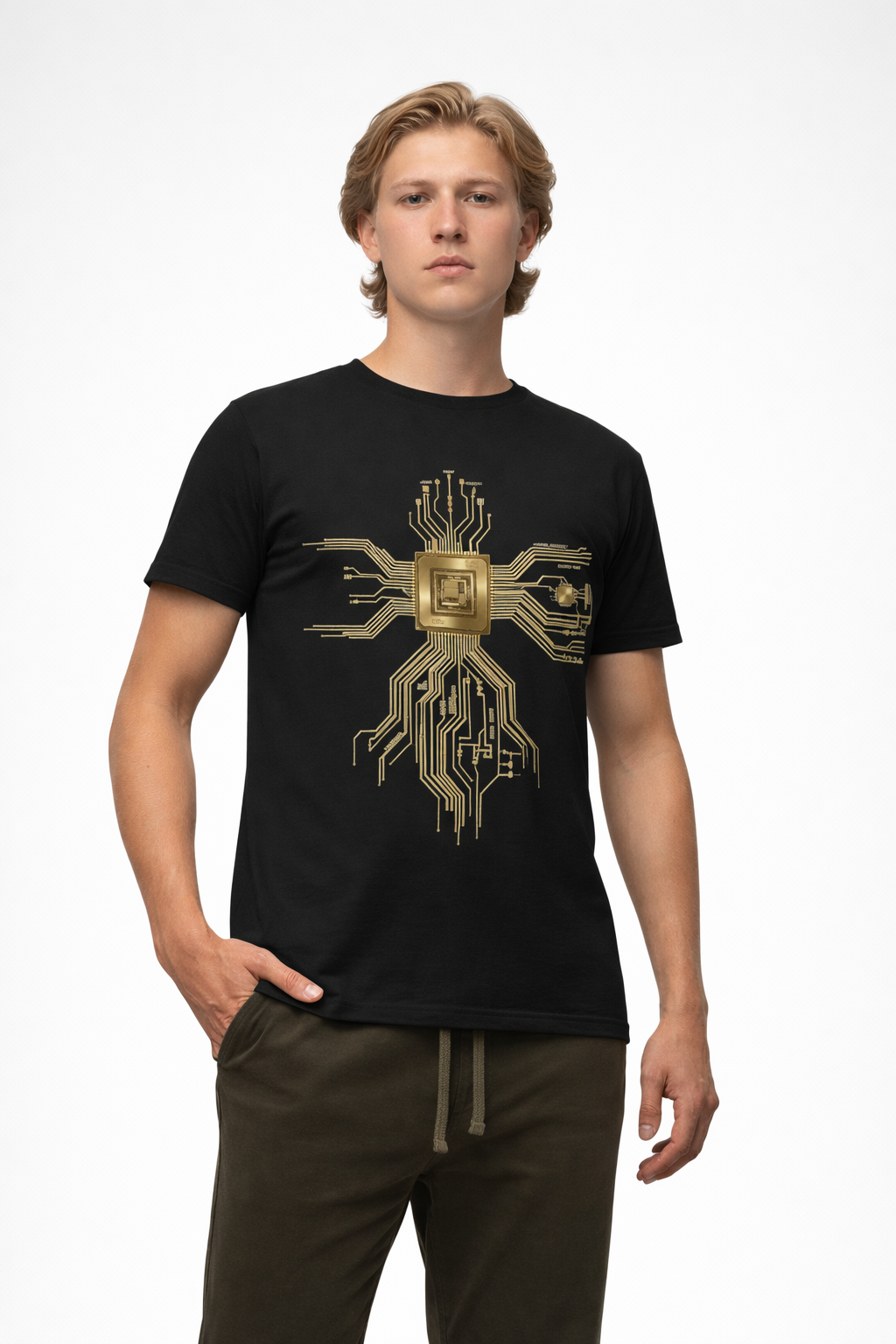Digital Dynasty: The Golden Circuit Edition | 100% Luxury Supima Cotton T-Shirt