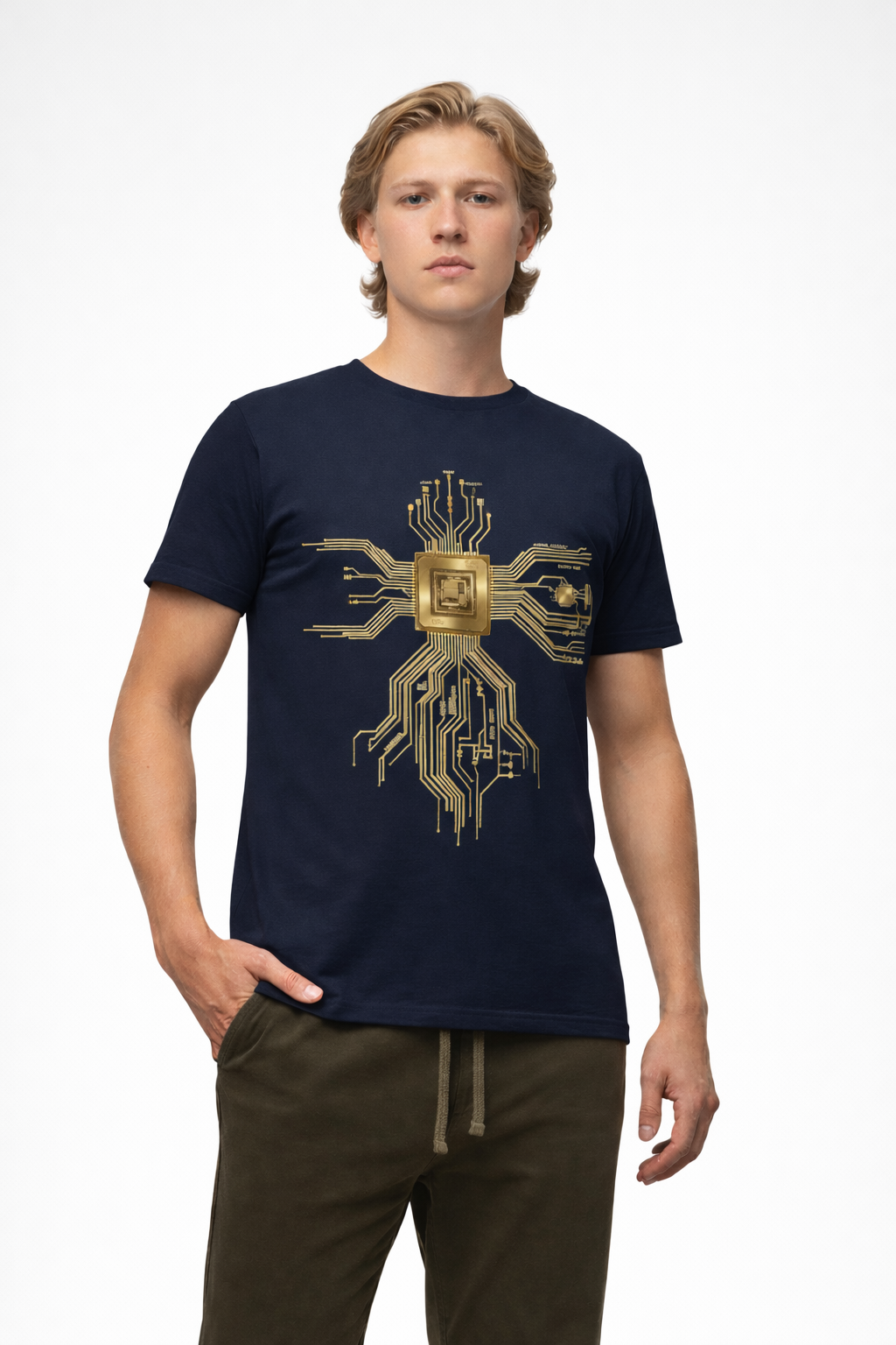 Digital Dynasty: The Golden Circuit Edition | 100% Luxury Supima Cotton T-Shirt