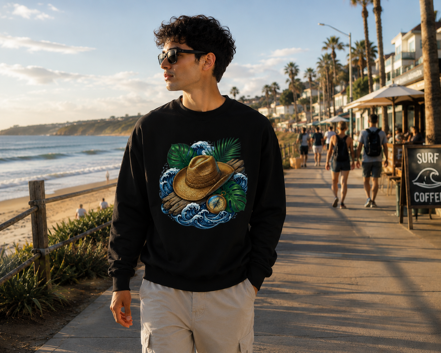 The Coastal Wanderer: Ocean Drift Edition | Premium 400 GSM Oversized Sweatshirt