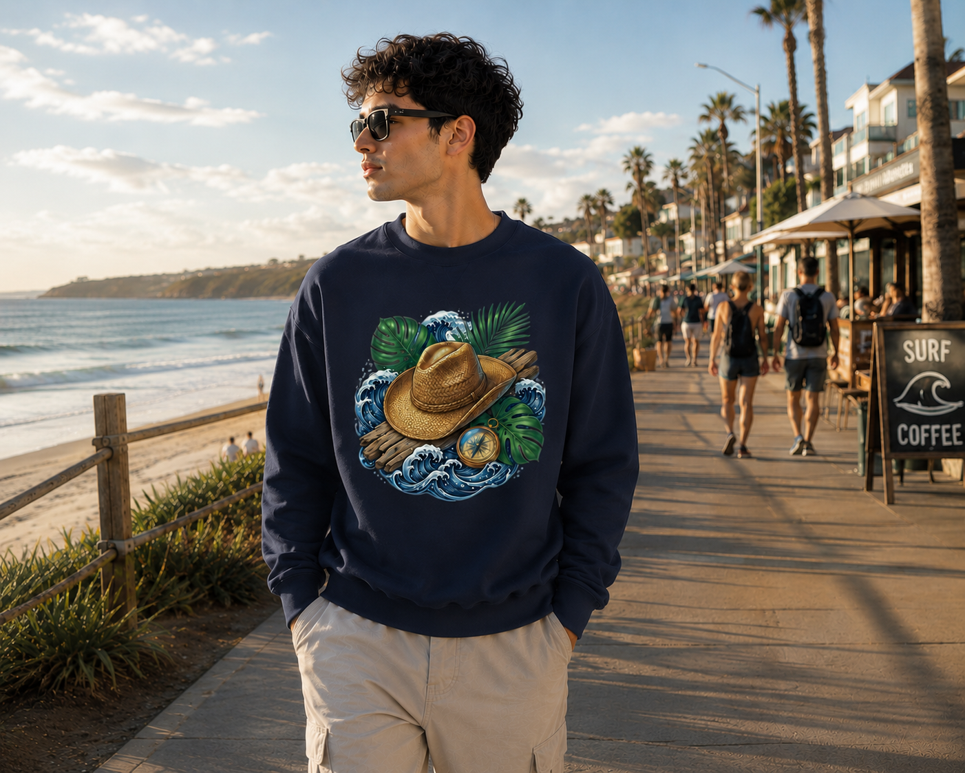 The Coastal Wanderer: Ocean Drift Edition | Premium 400 GSM Oversized Sweatshirt
