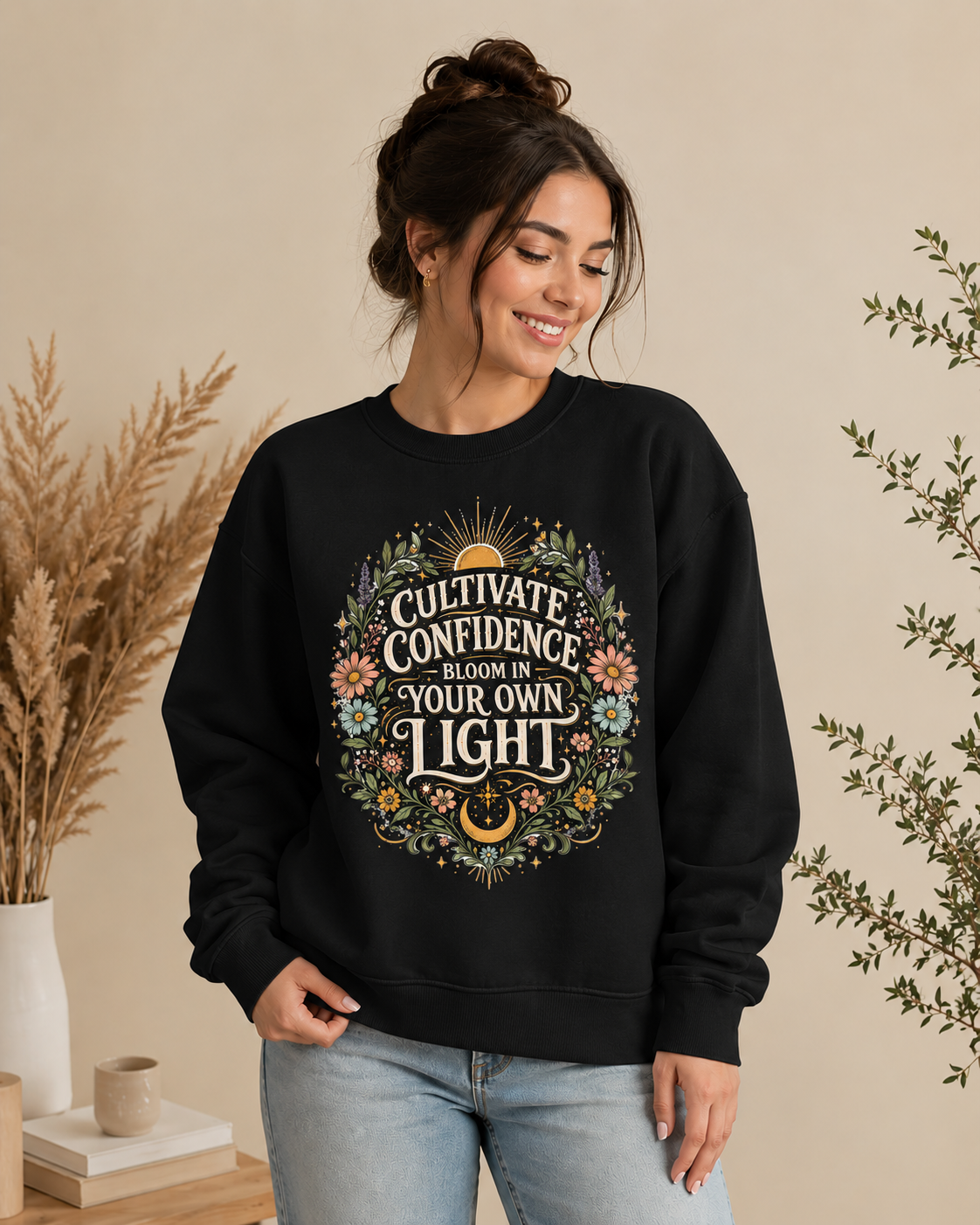 Cultivate Confidence: Botanical Radiance Edition | Premium 400 GSM Oversized Sweatshirt
