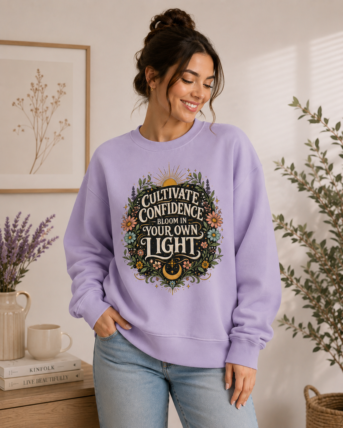 Cultivate Confidence: Botanical Radiance Edition | Premium 400 GSM Oversized Sweatshirt