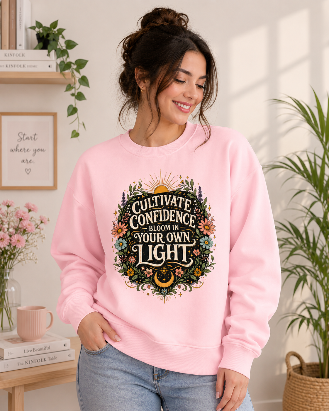 Cultivate Confidence: Botanical Radiance Edition | Premium 400 GSM Oversized Sweatshirt